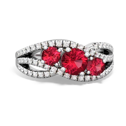 lab ruby three stone pave ring