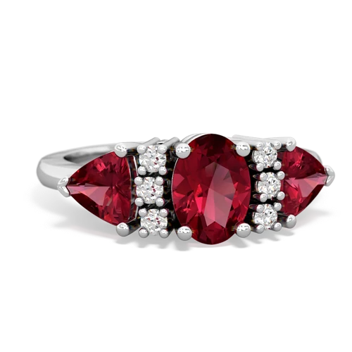 Lab Ruby Lab Created Ruby with  and  Antique Style Three Stone ring Ring