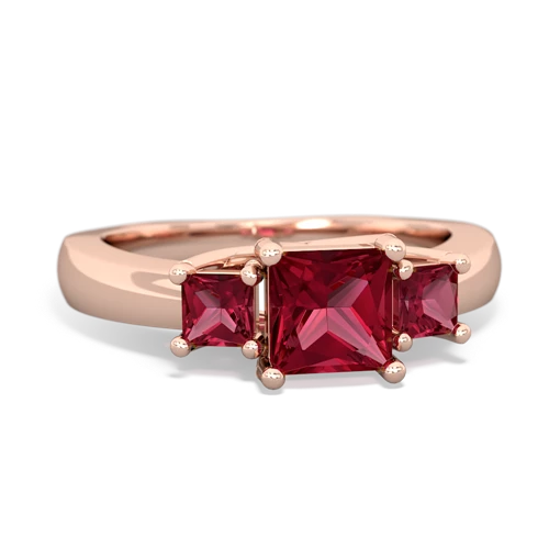 Lab Ruby Lab Created Ruby with  and  Three Stone Trellis ring Ring