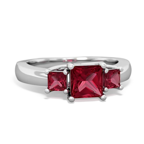Lab Ruby Lab Created Ruby with  and  Three Stone Trellis ring Ring