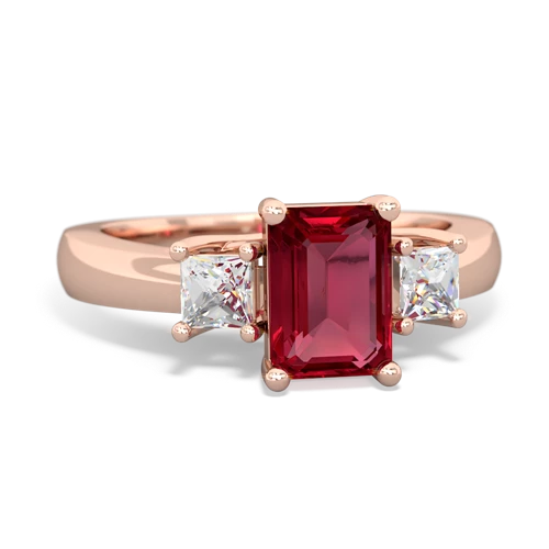 Lab Ruby Three Stone Trellis Lab Created Ruby ring Ring