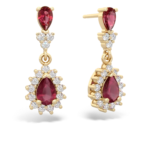 Lab Ruby Lab Created Ruby with Genuine Ruby Halo Pear Dangle earrings Earrings