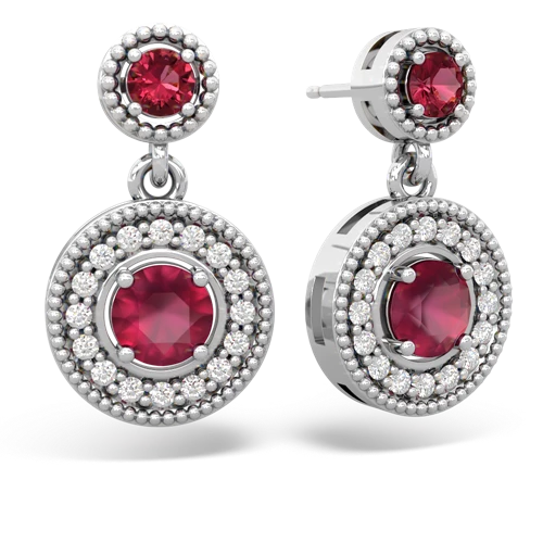 Lab Ruby Lab Created Ruby with Genuine Ruby Halo Dangle earrings Earrings