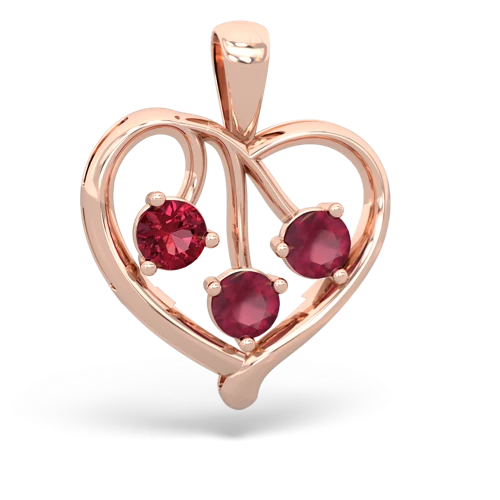 Lab Ruby Lab Created Ruby with Genuine Ruby and  Glowing Heart pendant Pendant