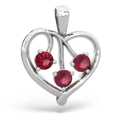 Lab Ruby Lab Created Ruby with Genuine Ruby and Genuine Garnet Glowing Heart pendant Pendant