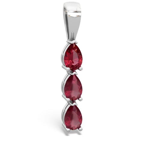 Lab Ruby Lab Created Ruby with Genuine Ruby and  Three Stone pendant Pendant