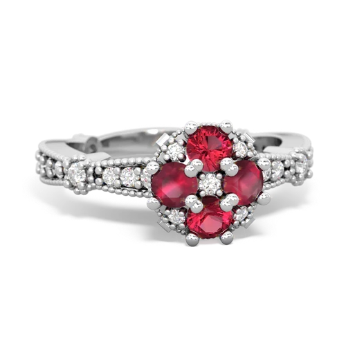 Lab Ruby Lab Created Ruby with Genuine Ruby Milgrain Antique Style ring Ring