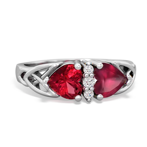 Lab Ruby Lab Created Ruby with Genuine Ruby Celtic Trinity Knot ring Ring