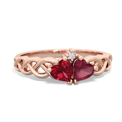 Lab Ruby Lab Created Ruby with Genuine Ruby Heart to Heart Braid ring Ring