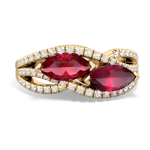 Lab Ruby Lab Created Ruby with Genuine Ruby Diamond Rivers ring Ring