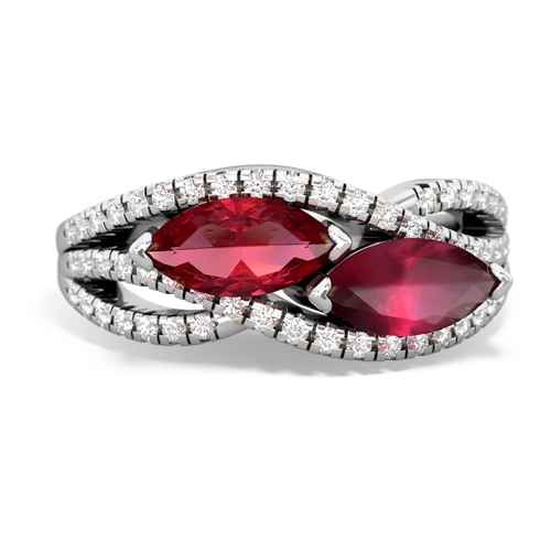 lab ruby-ruby double heart ring