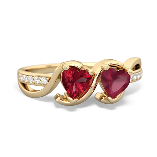 lab ruby-ruby double heart ring