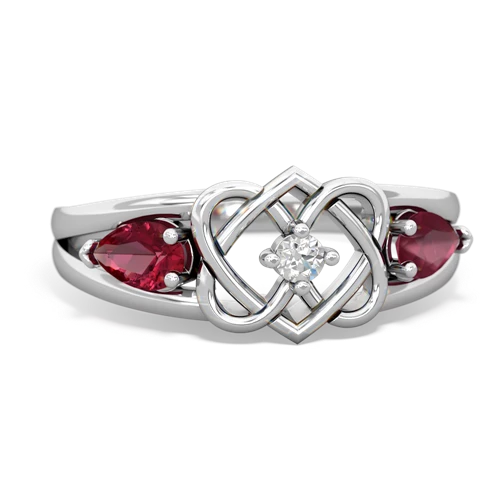 Lab Ruby Lab Created Ruby with Genuine Ruby Hearts Intertwined ring Ring