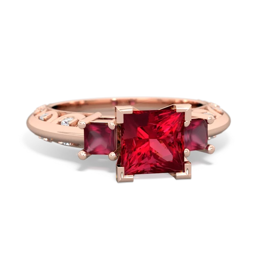 Lab Ruby Lab Created Ruby with Genuine Ruby and  Art Deco ring Ring