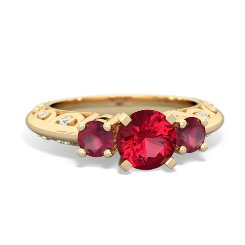 Lab Ruby Lab Created Ruby with Genuine Ruby Art Deco ring Ring