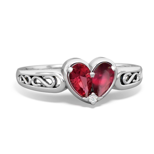 Lab Ruby Lab Created Ruby with Genuine Ruby filligree Heart ring Ring