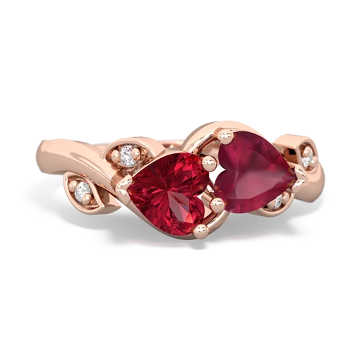 Lab Ruby Lab Created Ruby with Genuine Ruby Floral Elegance ring Ring