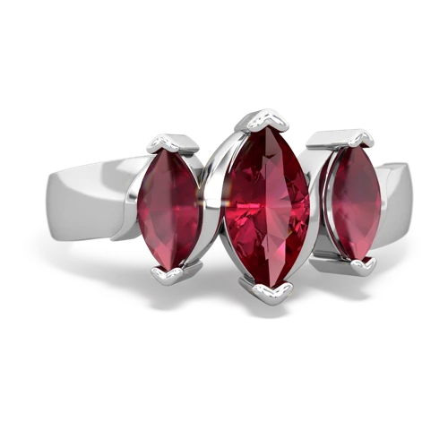 Lab Ruby Lab Created Ruby with Genuine Ruby and Lab Created Emerald Three Peeks ring Ring