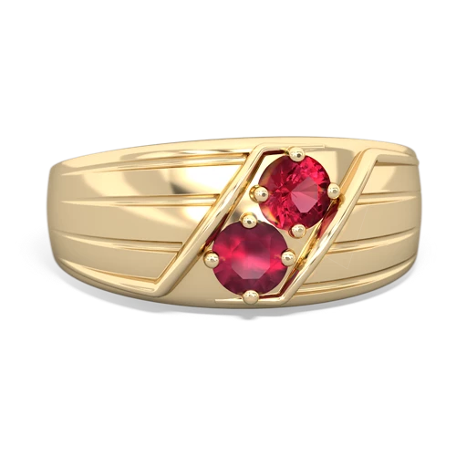 Lab Ruby Lab Created Ruby with Genuine Ruby Art Deco Men's ring Ring