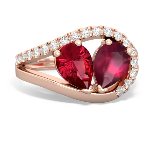Lab Ruby Lab Created Ruby with Genuine Ruby Nestled Heart Keepsake ring Ring