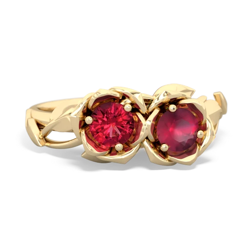 Lab Ruby Lab Created Ruby with Genuine Ruby Rose Garden ring Ring