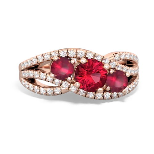 lab ruby-ruby three stone pave ring