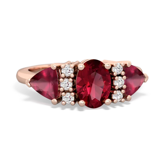 Lab Ruby Lab Created Ruby with Genuine Ruby and Lab Created Sapphire Antique Style Three Stone ring Ring