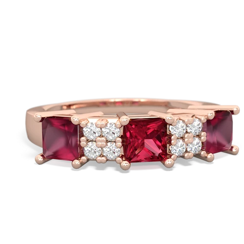 Lab Ruby Lab Created Ruby with Genuine Ruby and Lab Created Sapphire Three Stone ring Ring