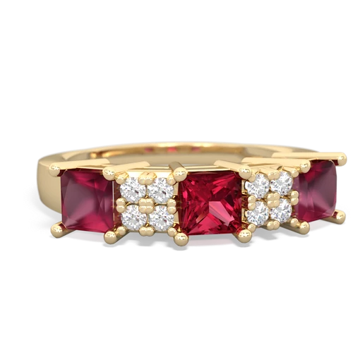 Lab Ruby Lab Created Ruby with Genuine Ruby and  Three Stone ring Ring