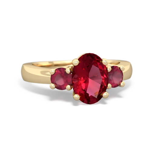 Lab Ruby Lab Created Ruby with Genuine Ruby Three Stone Trellis ring Ring