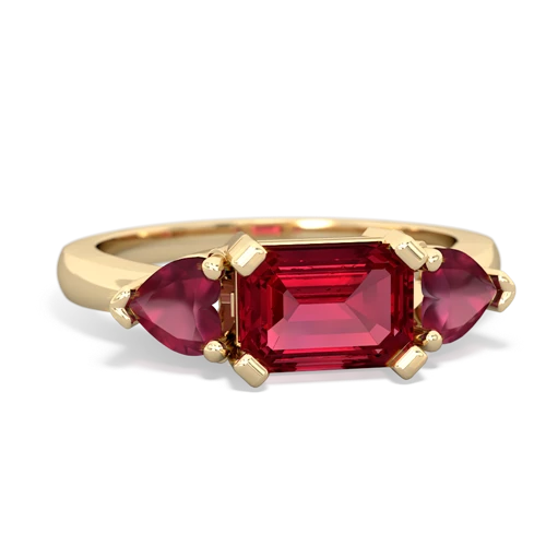 Lab Ruby Lab Created Ruby with Genuine Ruby and  Three Stone ring Ring