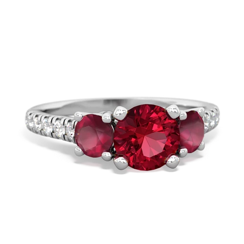 Lab Ruby Lab Created Ruby with Genuine Ruby and Genuine Amethyst Pave Trellis ring Ring
