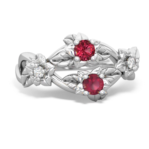 Lab Ruby Lab Created Ruby with Genuine Ruby Sparkling Bouquet ring Ring