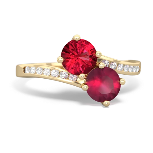 Lab Ruby Lab Created Ruby with Genuine Ruby Keepsake Two Stone ring Ring