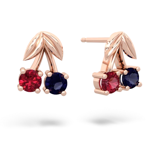lab ruby-sapphire cherries earrings