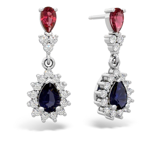 lab ruby-sapphire dangle earrings