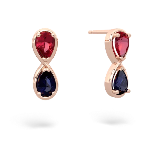 lab ruby-sapphire infinity earrings