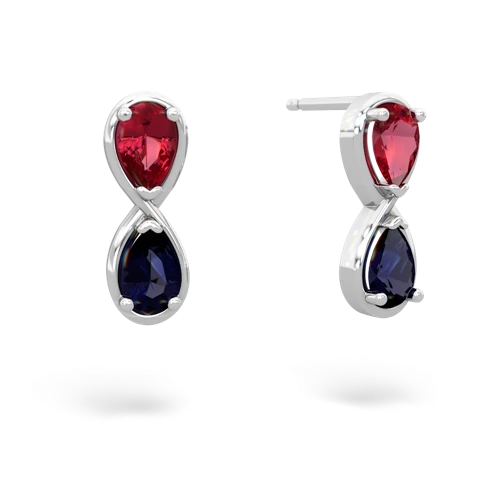 lab ruby-sapphire infinity earrings