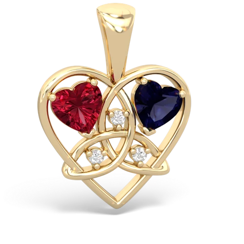 Lab Ruby Lab Created Ruby with Genuine Sapphire Celtic Trinity Heart pendant Pendant