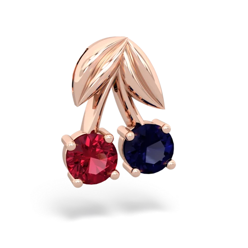 lab ruby-sapphire cherries pendant