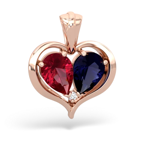 Lab Ruby Lab Created Ruby with Genuine Sapphire Two Become One pendant Pendant