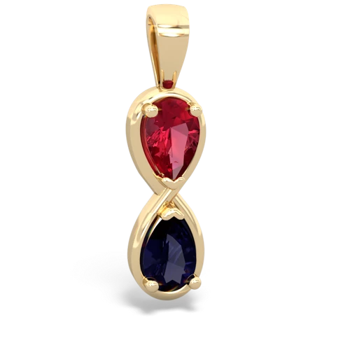 Lab Ruby Lab Created Ruby with Genuine Sapphire Infinity pendant Pendant