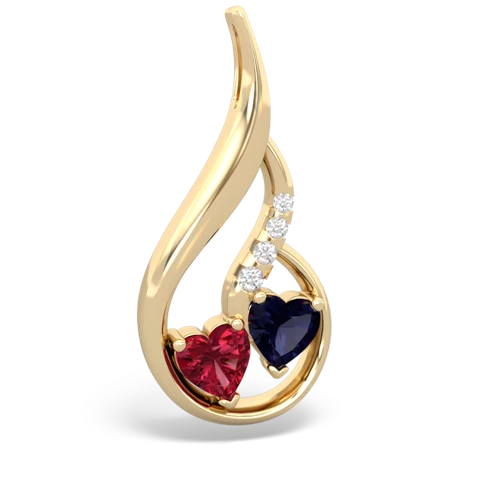 lab ruby-sapphire keepsake swirl pendant