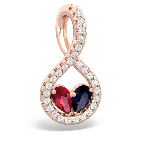 lab ruby-sapphire pave twist pendant