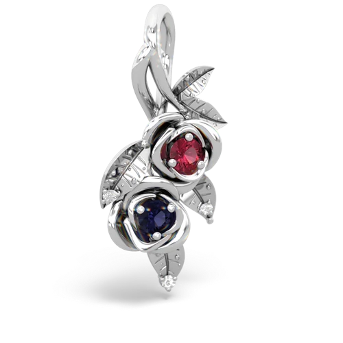 Lab Ruby Lab Created Ruby with Genuine Sapphire Rose Vine pendant Pendant