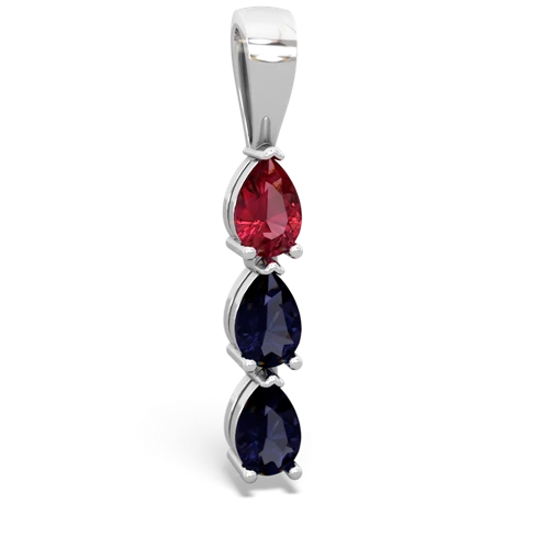 Lab Ruby Lab Created Ruby with Genuine Sapphire and  Three Stone pendant Pendant