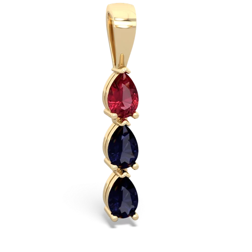 Lab Ruby Lab Created Ruby with Genuine Sapphire and Genuine Ruby Three Stone pendant Pendant