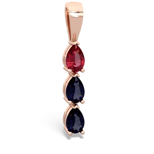 lab ruby-sapphire three stone pendant