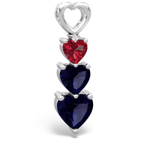Lab Ruby Lab Created Ruby with Genuine Sapphire and  Past Present Future pendant Pendant