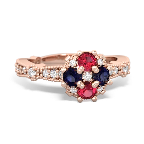 lab ruby-sapphire art deco engagement ring